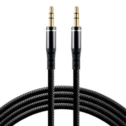 Kabel przewód silikonowy audio AUX wtyk - wtyk mini jack 3.5 mm stereo 150cm everActive CBS-1.5JB czarny