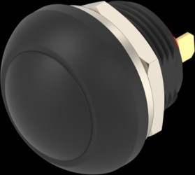 Pushbutton, 1 pole, black, unlit , 0.12 A/125 VAC, 0.2 A/50 VDC, 13.6 mm, IP68, 2329360-1