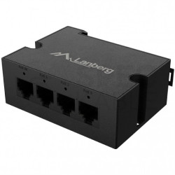 Extender PoE++ (802.3at/802.3af/802.3bt) na 4 porty (1x PoE IN / 3x PoE OUT) do 1 Gb/s na szynę DIN TS35 Lanberg