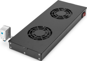 Roof ventilation unit, steel, (W x H x D) 490 x 50 x 280 mm, black, for 483 mm cabinets, DN-19 FAN-2-HO-SW