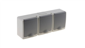 Gniazdo Beta1, Potrójne, 3Xp+Z, Ip44, Dymne, Ob.Szara* D.3614Ggg/1