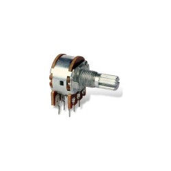 POTENCJOMETR OBROTOWY 2x 100k STEREO LOGARYTMICZNY OŚ 8/15mm