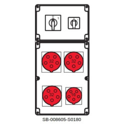 Rozdzielnica 0-1(32A) 0-1(16A) 3x5x32A 1x5x16A INA=32A IP54 SB-008605-S0180-54