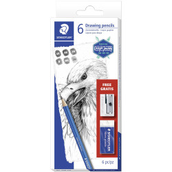 Staedtler 61100C6 Lumograph Pencil set 6B 4B 2B B HB 2H Grey Wood 6 Pack
