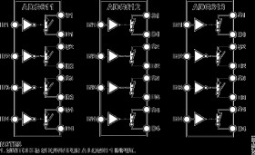 1 pC Charge Injection, 100 pA Leakage, CMOS, ±5 V/+5 V/+3 V, Quad SPST Switches