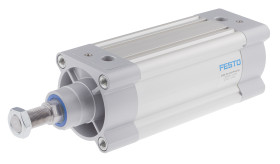 Siłownik pneumatyczny z tłoczyskiem skok: 125mm Festo Ø 80mm dwustronnego działania Action 342.6mm z amortyzacją