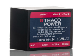 Zasilacz impulsowy nap. wyjściowe: 24V dc 10W 417A 2 -wyjścia nap. wejściowe: 90 → 305V ac Do montażu na płytce