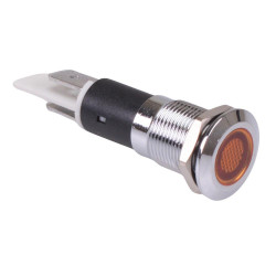 Yellow LED 12mm Metal Panel Indicator Light Flat 24V