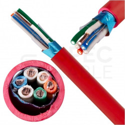 Kabel przeciwpożarowy parowany YnTKSYekw 3x2x0,8mm czerwony 150V ekranowany drut Bitner