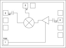 GaAs MMIC Sub Harmonic Mixer Chip, 17 - 25 GHz