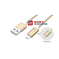 Kabel USB Premium HYBRID UNITEK microUSB/Lightning Gold smartphon/iPhone