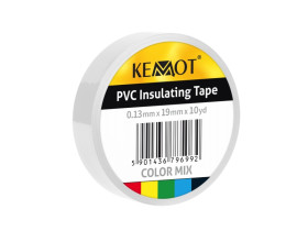 Taśma izolacyjna KEMOT 0,13x19x10Y klejąca biała