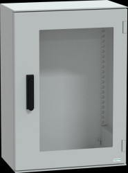 NSYPLM75TVG Polyester enclosure, H 747 x W 536 x D 300 mm, trsp. door, 3-pt