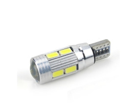 Żarówka LED W5W T10 10mm zimny biały 12V canbus 10smd 5730 soczewka