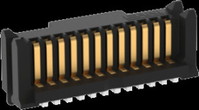 Pin header, 12 pole, pitch 0.8 mm, straight, black, 114712