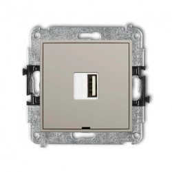 MINI Mechanizm ładowarki USB pojedynczej USB A, 5W max., 5V, 1A, bez pola opisowego taupe 60MCUSBBO-1