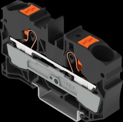 2210-1205 2-wire feed-through terminal, with pusher 10 mm², black