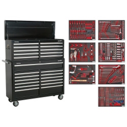 Sealey TBTPBCOMBO4 Tool Chest Combi 23 Drawer Ball Bearing Slides Blk &#x2B; 446pc