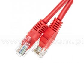 Patchcord UTP, kat.5e, 0,25m, czerwony