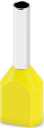 Insulated twin wire end ferrule, 1.0 mm², 8 mm long, DIN 46228-4, UL 486F-F, yellow, 2100008