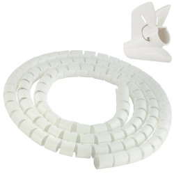 Elastyczny organizer biurkowy typu CABLEZIP maskownica do kabli i przewodów 2,6m 20mm biały