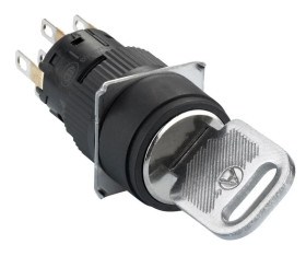 Czarny przełącznik okr. O 16, wystający kluczykowy 3-poz., 2OC XB6EAG232P