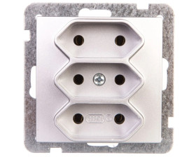 AS Gniazdo potrójne b/u 2,5A EURO srebro GP-3G/m/18