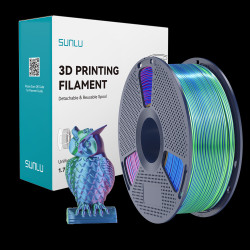 SUNLU SILK PLA+ 1.75mm 1kg TRI Color Blue Green Purple, multi, wielokolorowy, jedwabisty