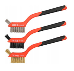 3 pcs Technical Wire Brush Set - Steel, Brass, Nylon - YATO YT-6351