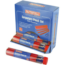 Faithfull FAICPDISP Carpenters Pencils Red (12 x Tubes of 12 &#x2B; Sharpener)