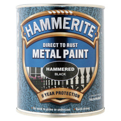 Hammerite 5092955 Direct to Rust Hammered Finish Metal Paint Black 750ml
