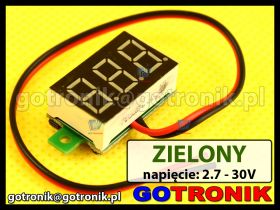 Woltomierz panelowy cyfrowy LED 2,7-30V ZIELONY