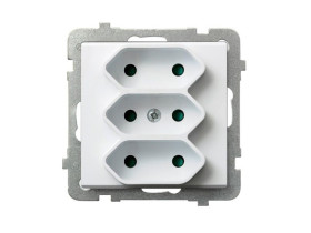 SONATA Gniazdo potrójne EURO z przesłonami białe GP-3RP/m/00 OSPEL