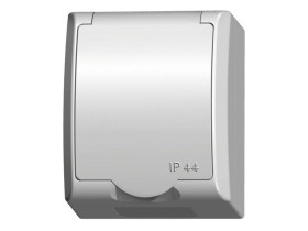 FALA Gniazdo pojedyncze z uziemieniem z przesłonami torów prądowych wieczko w kolorze wyrobu biały GNH-1HZP/00/w OSPEL