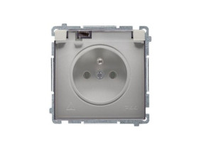 SIMON BASIC Gniazdo pojedyncze z uziemieniem IP44 (moduł) klapka transparentna satynowy BMGZ1B01/29A KONTAKT SIMON