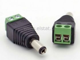 Wtyk DC 2,5/ 5,5 z szybkozłączem, kostka prosta