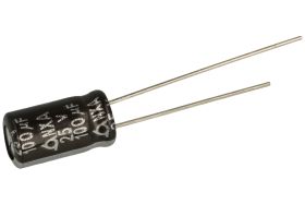 Kondensator; elektrolityczny; niskoimpedancyjny; 100uF; 25V; NXA25VB100M 6.3x11; fi 6,3x11mm; 2,5mm; przewlekany (THT); luzem; S