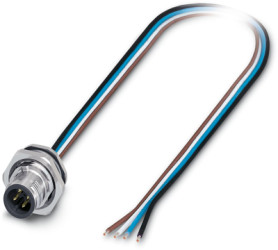 Panel plug, M12, 4 pole, strand connection, SPEEDCON locking, straight, 1240049