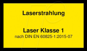 70110821 Laser warning label German DIN EN 60825, class 1, 38x23 mm, yell