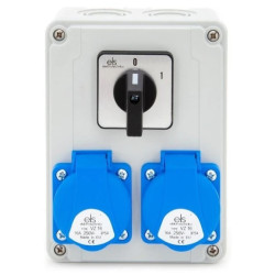 Rozdzielnica budowlana 2*GS 230V + wyłącznik 0-1, obudowa naścienna, ELS Elektrotechnika, N200-01