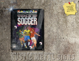 Vintage Looking Amiga Game Sensible World of Soccer Box Artwork Metal Sign [635]