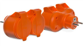 Rozgałeźnik Wtyczkowy 2-Gniazda Z/U Ip44 Pomarańczowy R-270P