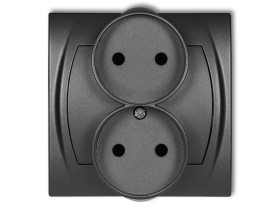 LOGO Gniazdo podwójne do ramki poziomej bez uziemienia (przesłony torów prądowych) grafitowy 11LGPR-2p KARLIK