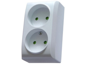 BIS Gniazdo podwójne z przesłonami torów prądowych biały GN-2BP/00 OSPEL