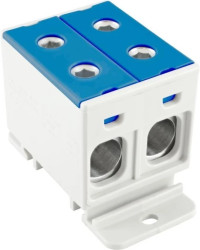 Złączka szynowa rozdzielcza 1-torowa 4-otwory 50mm2 ZGX 2x50 niebieska ENE-00262