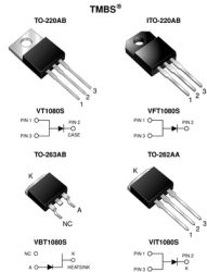 VBT1080S-E3 Trench MOS Barrier Schottky Rectifier Ultra Low VF = 0.52 V at IF = 5 A