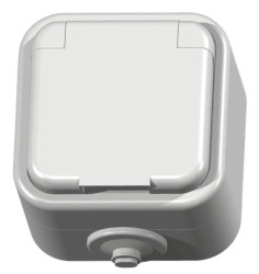 DELFINA Gniazdo hermetyczne z/u 16A IP44 klapka biała GNH-1DZ/00/w