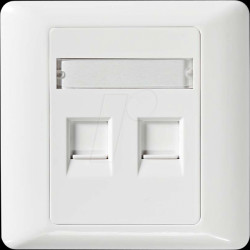 CCGB89760WT Empty socket with front panel for 2x Keystone module