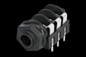 6.35 mm jack panel socket, 3 pole (stereo), solder connection, PA, NMJ6HFD2