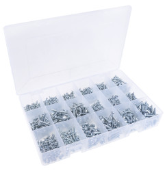 Zestaw śrub/wkrętów typ Wkręt samogwintujący Stożek M4, M6, M8, M10 długość 9 → 25mm Pozidriv, gniazdo l.